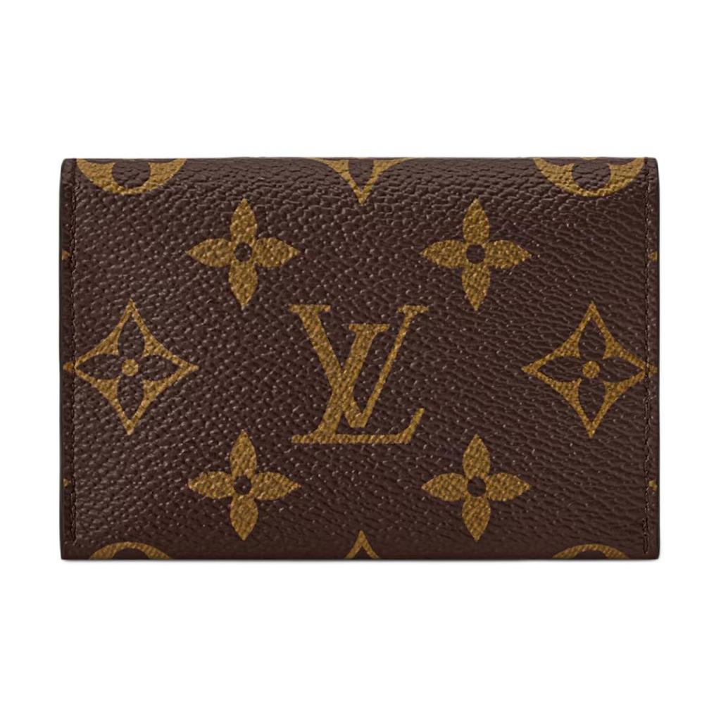 Louis Vuitton Slim Color-Blocked Leather Trim Gold Button Closure Coated Canvas Card Holder Women card holder Brown Blue Silver M26900