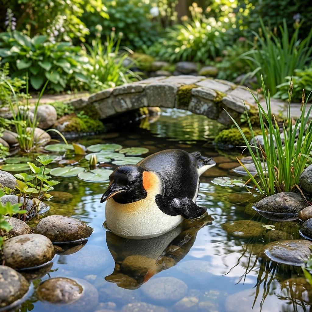 Resin Floating Penguin Ornament For Outdoor Garden Pond Aquarium Decoration Waterproof UV Resistant