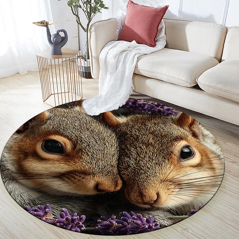 

Two Squirrels pattern round rug,Carpet Rug for Living Room Bedroom Playroom ,Non-slip Floor Mat,Holiday Gifts and Birthday Gifts. 80cmx80cm