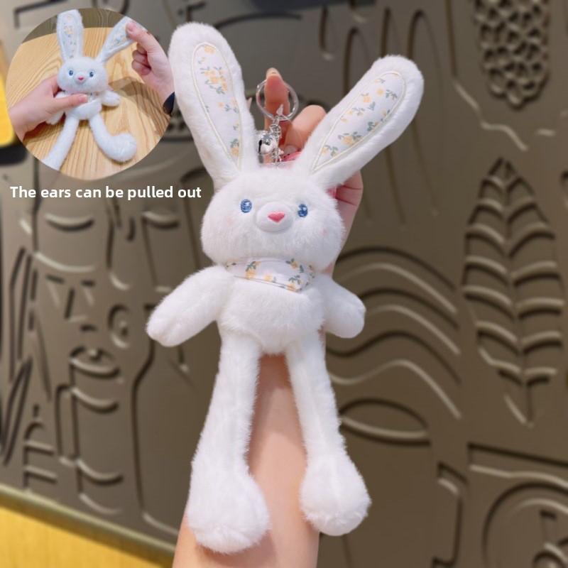 Выдвижные плюшевые игрушки-кролики, милые маленькие куклы-кролики, мультяшные куклы-брелоки, подарки на день рождения