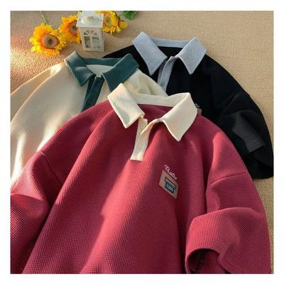 Hip Hop Fashion Men Lady's Trendy Personality Polo Shirt Short Sleeved Summer Waffle Loose