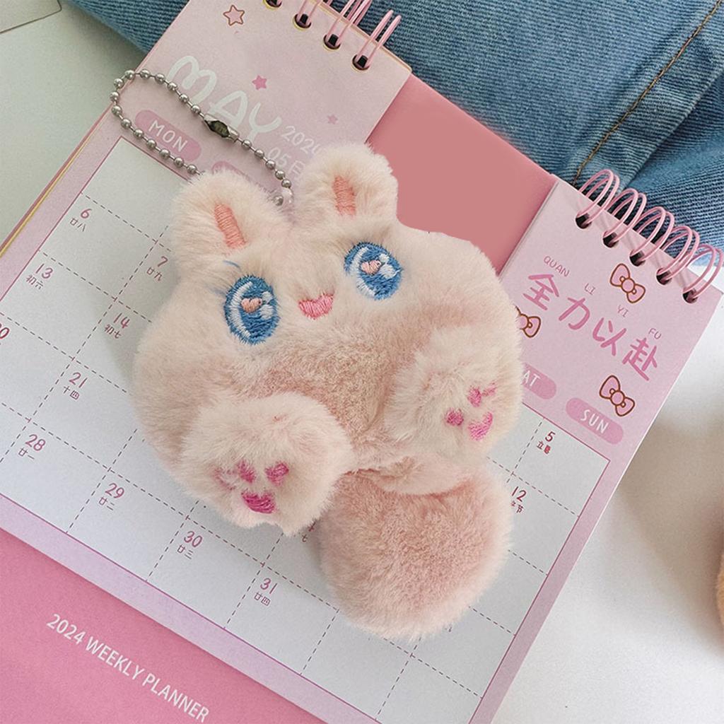 Cute Plush Long Tailed Cat Squeak Keychain Kawaii Cartoon Doll Toy Bag Pendant Key Ring Keyring Accessories For Women Girls