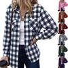 Giacca Camicia Casual da Donna a Quadri con Maniche Lunghe e Collo a Revers per l'Uso Quotidiano