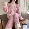 Winterpyjama aus Korallenfleece für Damen: Dickes, warmes Flanell-Loungewear-Set im süßen Stil
