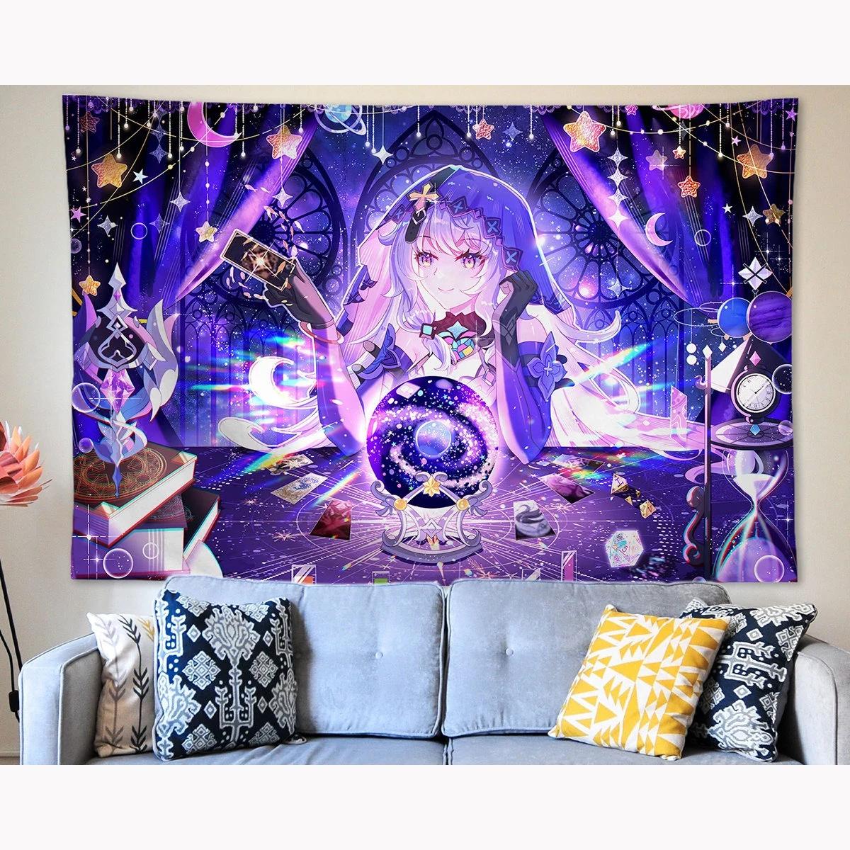 

Anime Tapestry Wall Hanging Honkai Star Rail Black Swan Tapestry Wall Art Home Decorations Living Room Decor Bedroom Dorm Gift 74x94cm(29x37in)