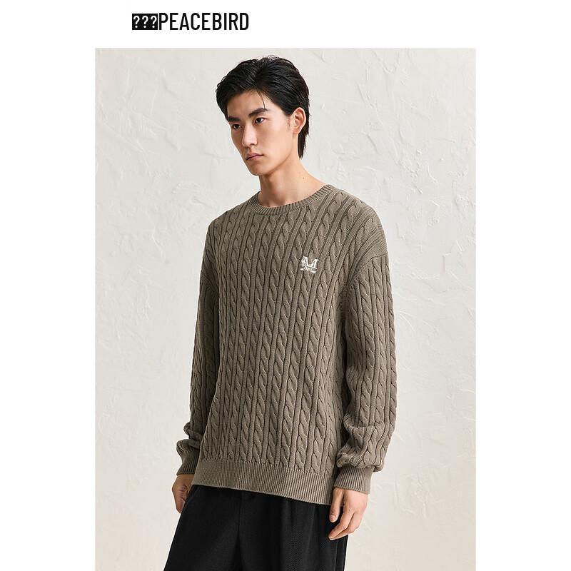Peacebird Men's Textured Knit Round Neck Pullover Sweater