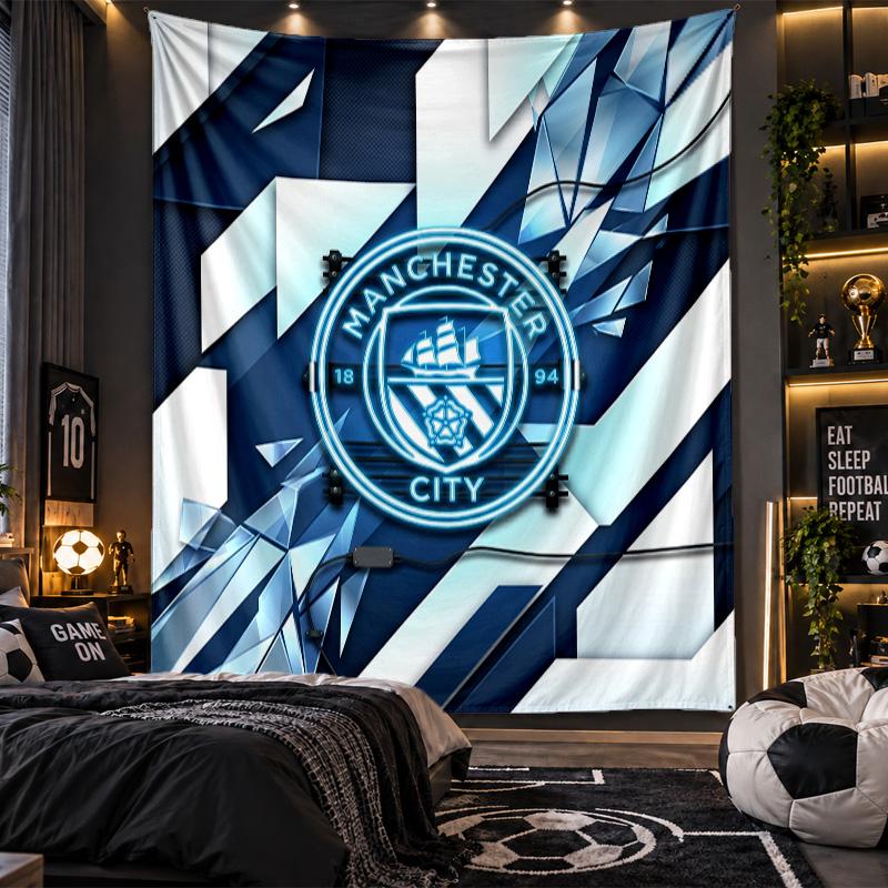 Wall Hanging Tapestry Manchester City Print Cloth for Living Room Bedroom Home Decor
