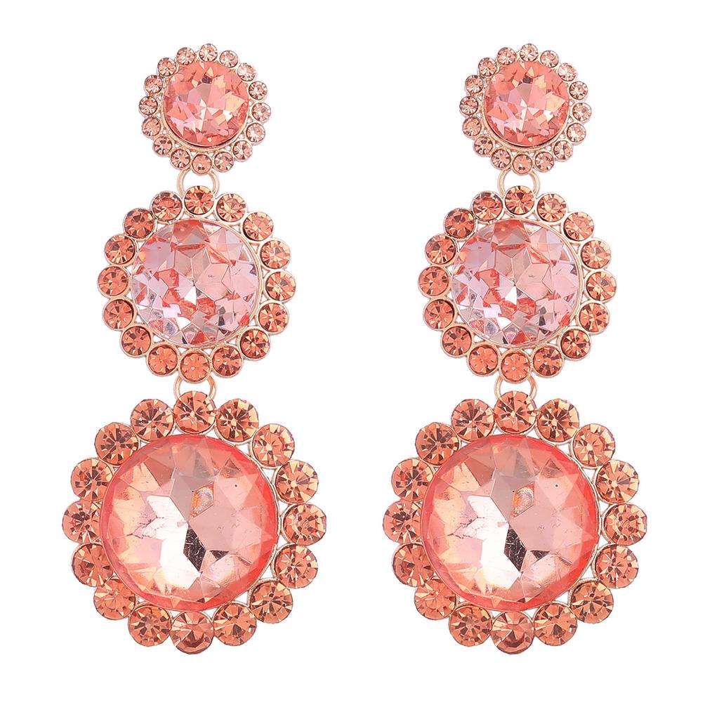 Women's Sparkling Geometric Earrings Round Diamond Earrings