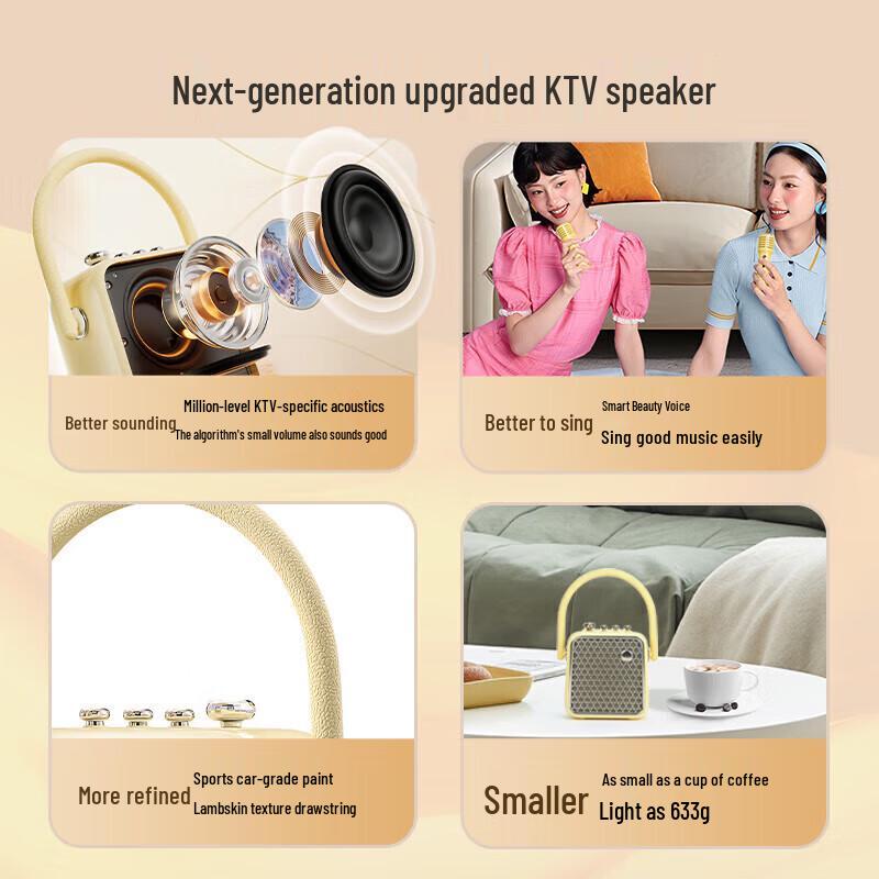DianYin Home Karaoke Bluetooth Speaker with Dual Microphones