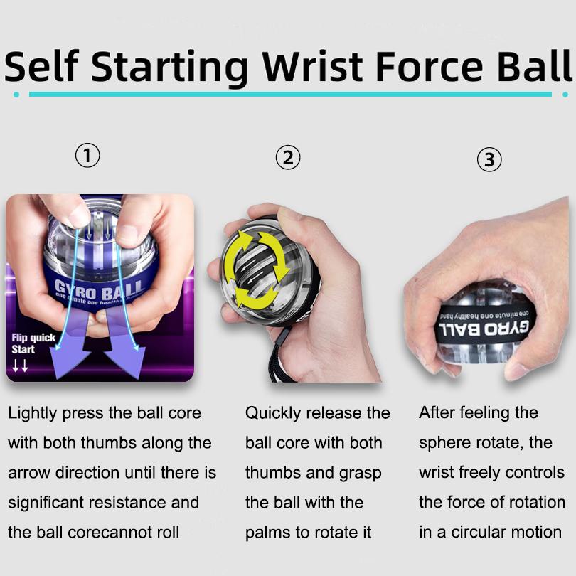 Gyro-Ball zur Stärkung der Arme, Finger, Handgelenk, Knochen, Handgelenkstrainer-Ball, Auto-Start-Handgelenksstärker, gyroskopisches Unterarm-Trainingsgerät