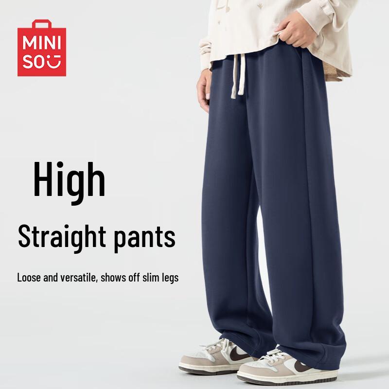 

MINISO Men s Cotton Blend Straight-Leg Casual Trousers 3XL