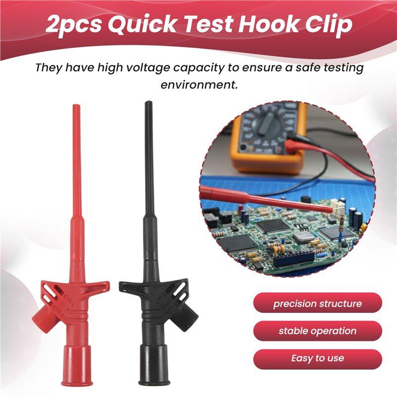 ABUL-2Pcs Quick Test Hook Clip Professional Insulated High Voltage Flexible Testing Probe 4Mm Banana Socket Red And Black