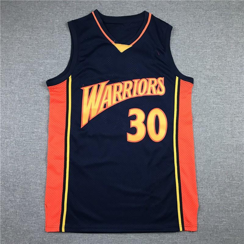 Mens Basketball Jersey Curry 30 Retro Orange Embroidered Team Sports Training Uniform Adult
