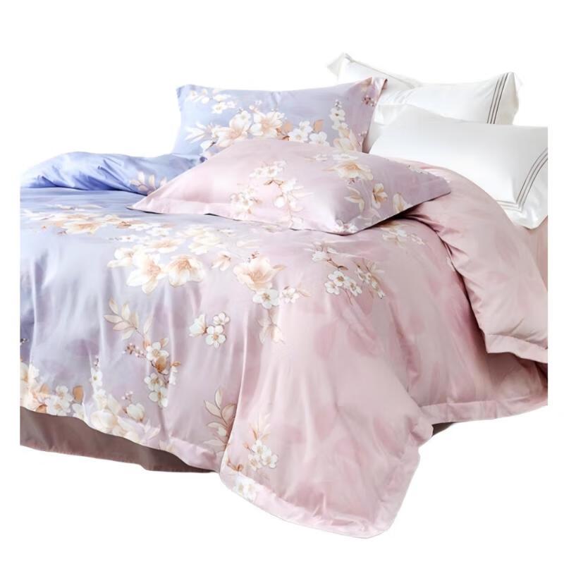 LUOLAI Yunmengwei 4-Piece Pure Cotton Bedding Set 220x250cm Flat Sheet Set