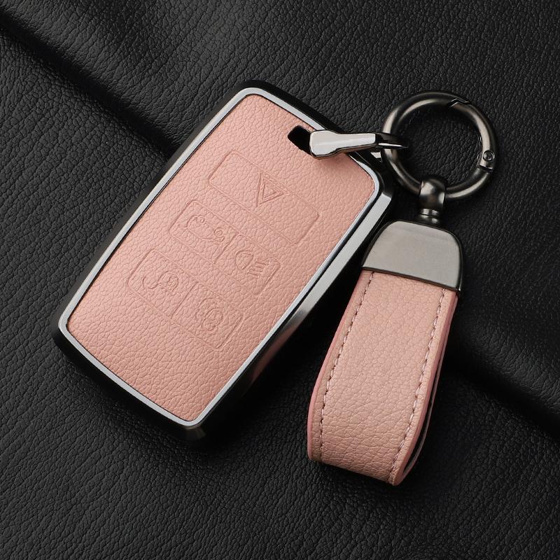 Metal and Leather Car Key Case Cover For Land Rover Range Rover Discovery Evoque Sport Velar Key Protection Shell Accessories