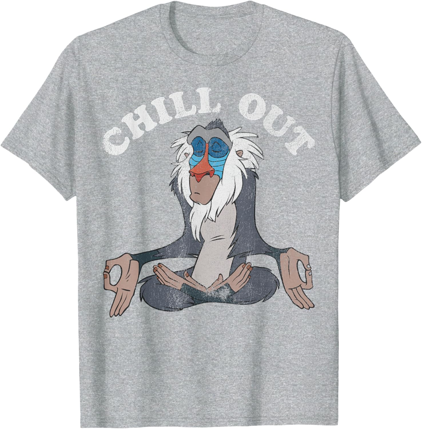 Disney Lion King Rafiki Chill Out Meditation Graphic T-Shirt M