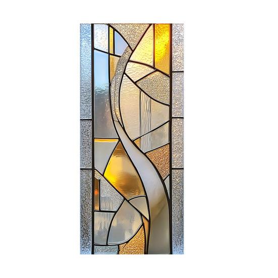 Geometric Window Privacy Film Stained Glass Style Privacy Protection Film Frosted Static Cling Waterproof Privacy Film for Bathroom Bedroom Kitchen A