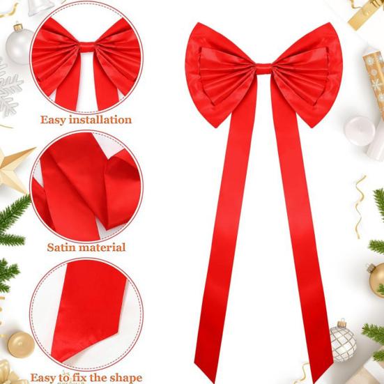 Extra Large Christmas Tree Topper Bows 70.9" x 24" Giant Bow Ribbon Tie for Tree Wreath Birthday Wedding Engagement Backdrop Wall Decor