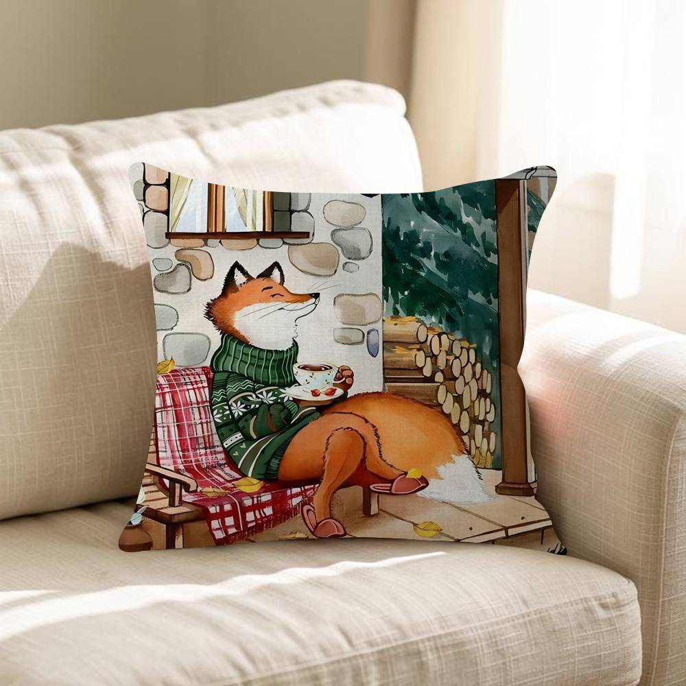 Cartoon Animal Bear Fox Squirrel Cushion Cover 30x50 Polyester Sofa Cushion Decorative Throw Pillows Home Decoration Pillowcover