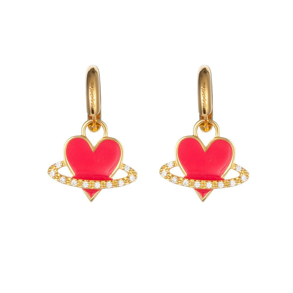 Heart Unique And Planet Alloy Earrings Fashionable Street Style Jewelry