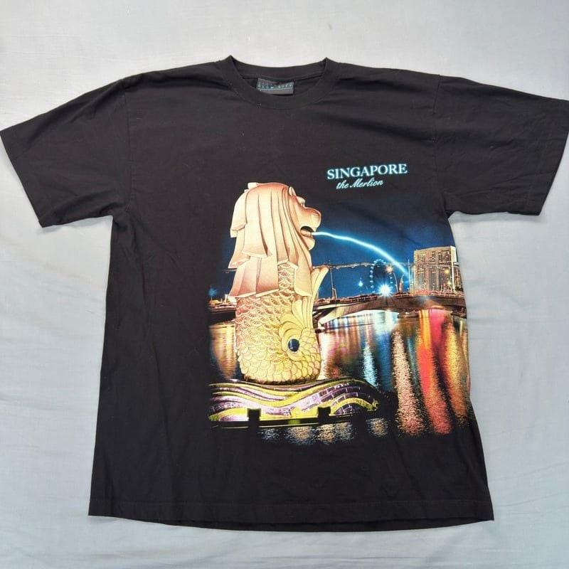 Vintage Discover Singapore Black Graphic Tee size XL S