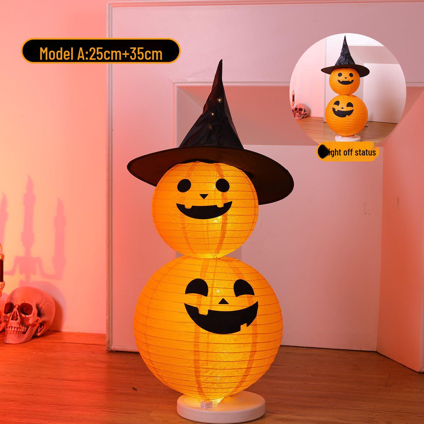

Halloween Light-Up Pumpkin Lantern Decorations for Storefront and Bar Scene