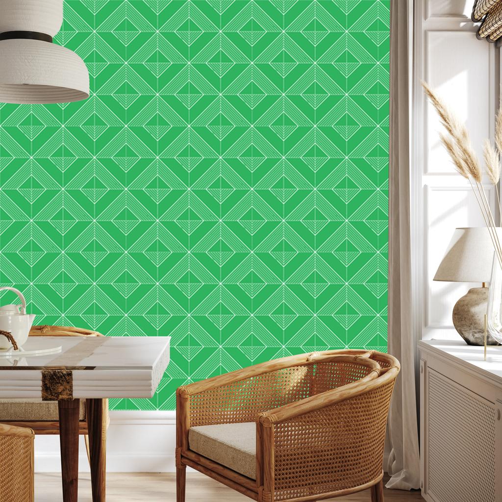 Geometric Diamonds Green Wallpaper for Living Room and Bedroom 50x1000