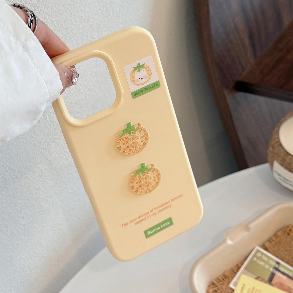 Three Dimensional Tomato Button Iphone16 Suitable for 15pro Max IPhone Case 14 Silicone 13 Soft Sleeve 17
