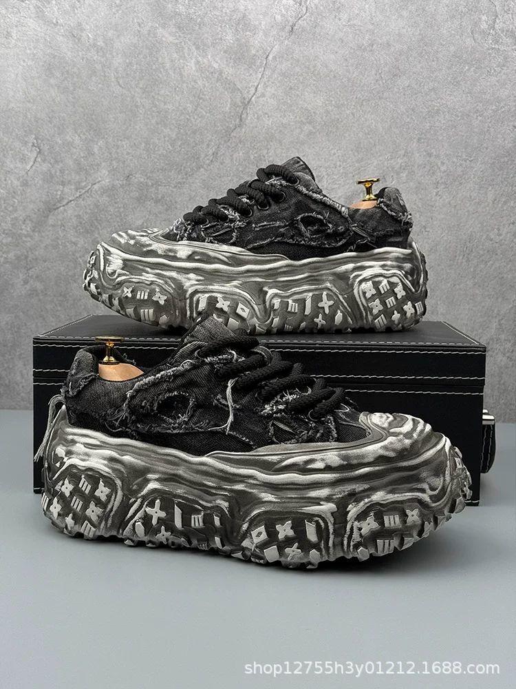 Fashion Men's 2025 Spring/Summer New Fashionable Retro Trendy Tire Bottom Casual Thick Bottom Height Raising Couple Sports Shoes