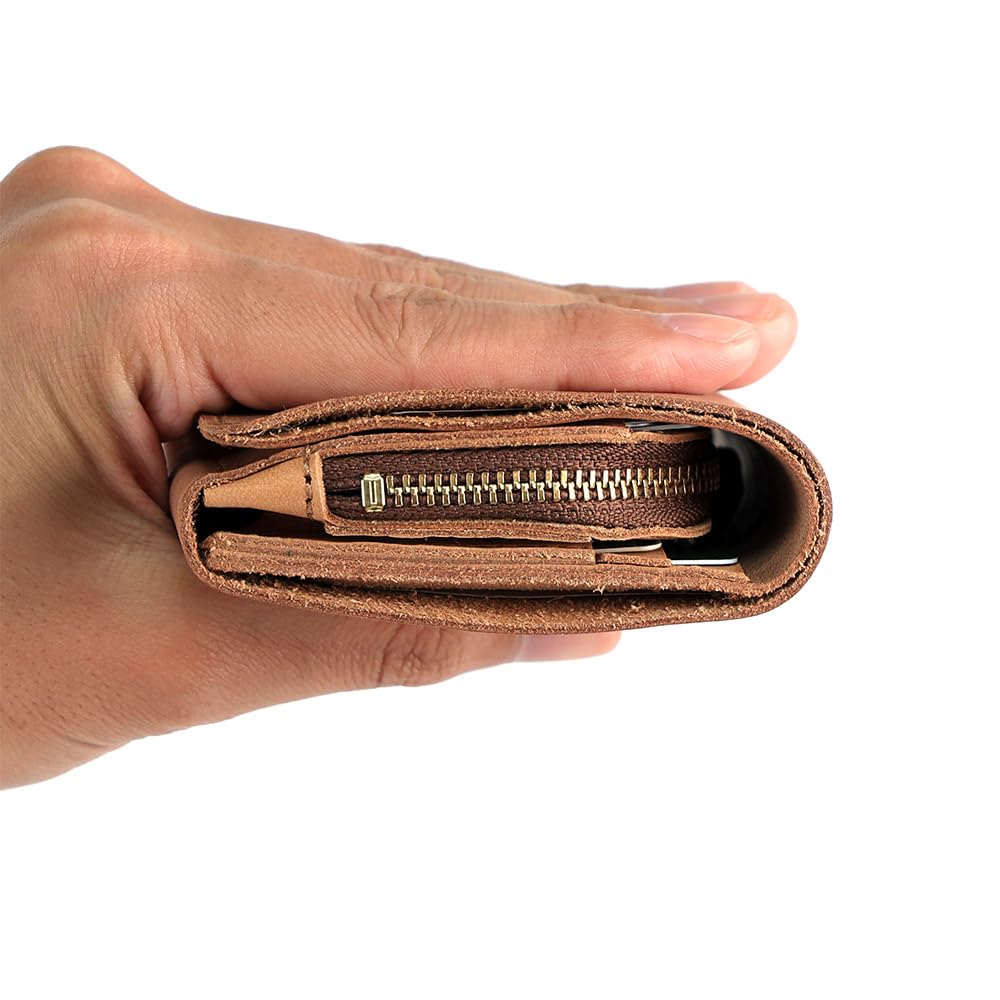 AGILITY affa "Moitier" Zweifach-Portemonnaie mit Lasche, Vertikaler L-Reißverschluss, Kompakt, Klein, Echtes Leder, für Damen und Herren