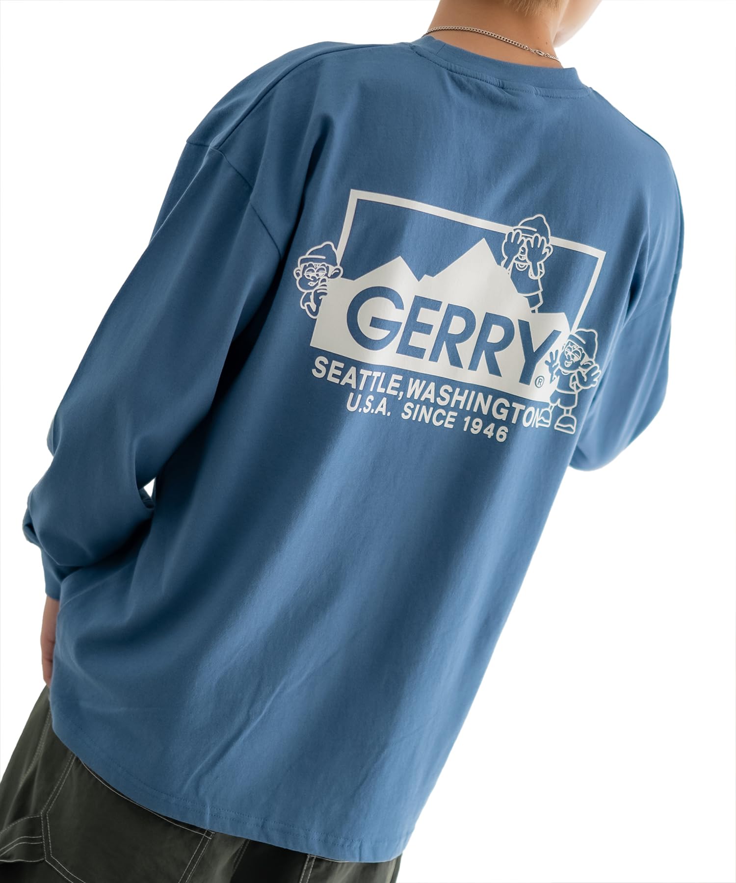 

IMPROMES Casual SIDEWAYSTANCE x GERRY Collaboration Box Logo Long Sleeve T-Shirt, Men s, Dark Blue
