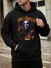 Hobby Halloween Horror Cartoon Print Hoodie, Lightweight Comfortable Long Sleeve Sweatshirt, Pig Lantern Bat Witch Design, Lightweight And Breathable,