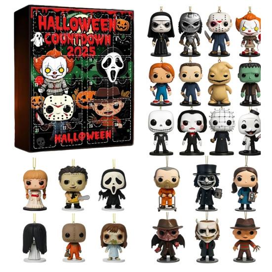 Halloween Countdown Calendar Countdown Box Scary Doll Collectible Horror Figures Spooky Character Advent Hanging Decor for Kids