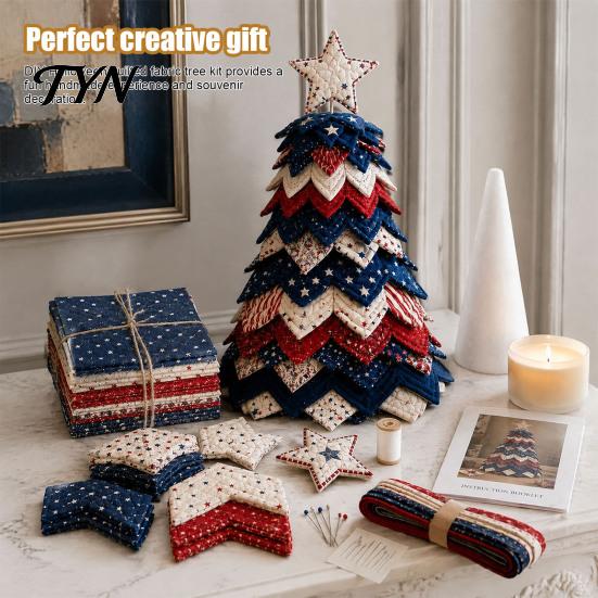 Fall Seasonal Decorations Halloween Quilted Fabric Tree Kit, Witch Cat Spider DIY Autumn Theme Crafting 3D Padded Sewing Craft Project for