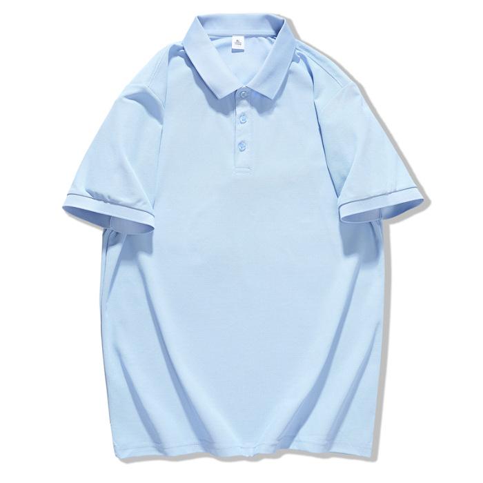 New Summer Polo Shirt Lapel Short Sleeve Loose Button Solid Color Top Short Sleeve