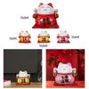 Cat Money Bank Animal Sculpture Saving Pot Jar Feng Shui Blessing Kitten Figurine with Bell
