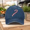 Christmas Candy Cane Washed Baseball Cap Unisex Duckbill Hat for Outdoor Hiking Travel Casual Wear