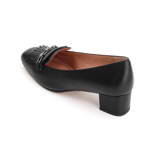 Lanvin en Bleu Women's Chain Motif Square Toe Fringe Pumps, Size 2827, Black, Size 24.0 cm, E