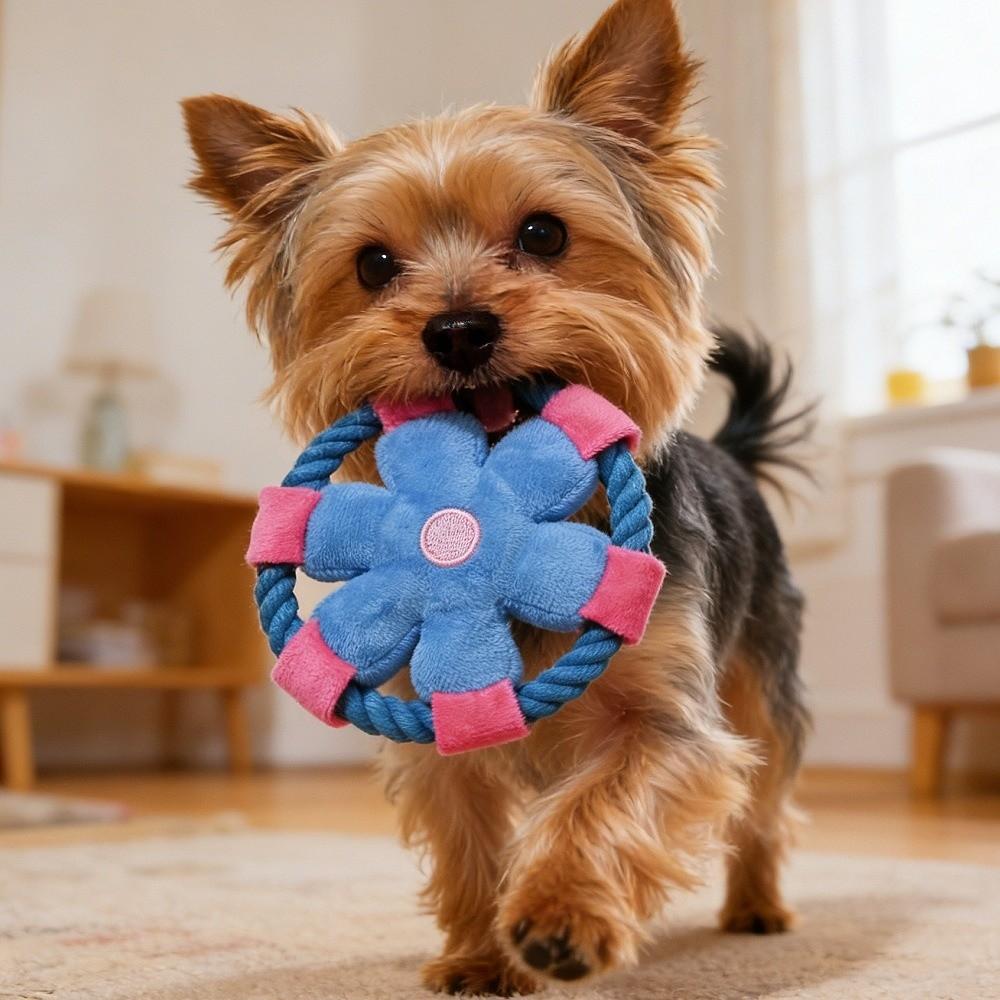 Squeaky Dog Flying Disc Bite-Resistant Rope Dog Toy Teeth Grinding Dog Chew Toy  Exercise