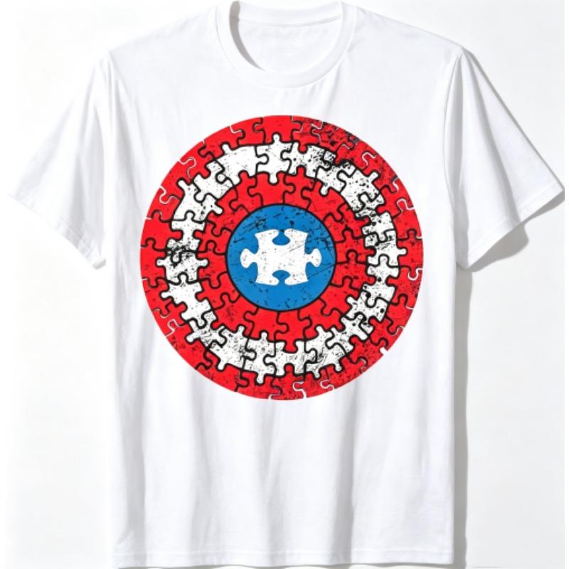 Red White Blue Print Men's T-Shirts Summer Fashion Street Outdoor Casual T-shirt Tops for Men's and Women's Tees Top