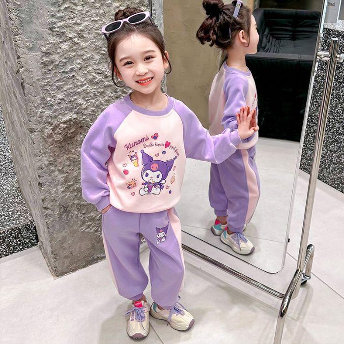 Toddler Girl Spring Autumn Cartoon Sweatshirt Set Cute Long Sleeve Two Piece Outfit Fashionable Casual Clothes