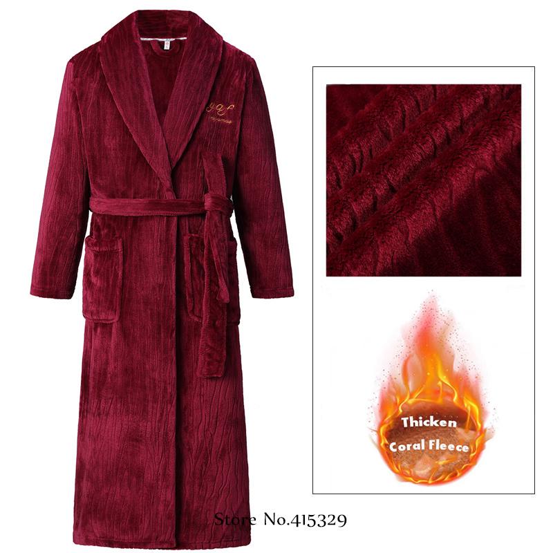 

Кораловий оксамитовий халат для душу, кімоно, зимовий новий чоловічий домашній одяг, вільна потовщена піжама 3XL
