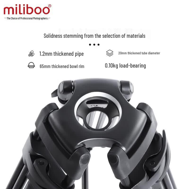 Miliboo Professional Aluminum Alloy Tripod with Fluid Head