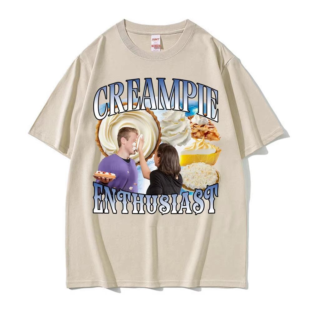 Funny Cream Pie Enthusiast Meme Graphic T Shirt Men's Women 90s Vintage Gothic Oversized T-shirts Casual Comfort EU Size T-shirt