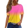 Women's Fashionable Casual Short Sleeve Print Round Neck Pullover Top