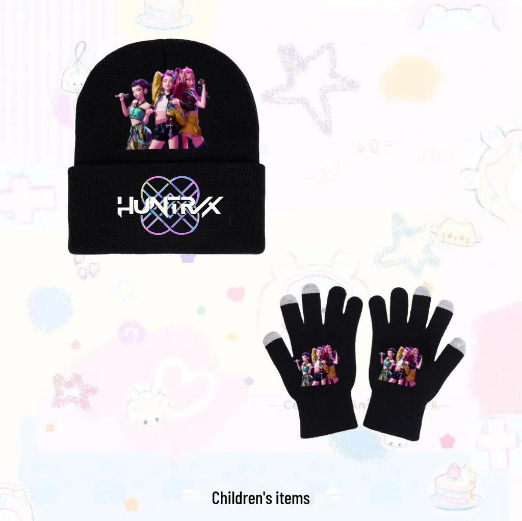 Set Cappello a Maglia e Guanti da Ragazza Cacciatrice di Demoni K-Pop - Accessorio di Moda Caldo per Adolescenti
