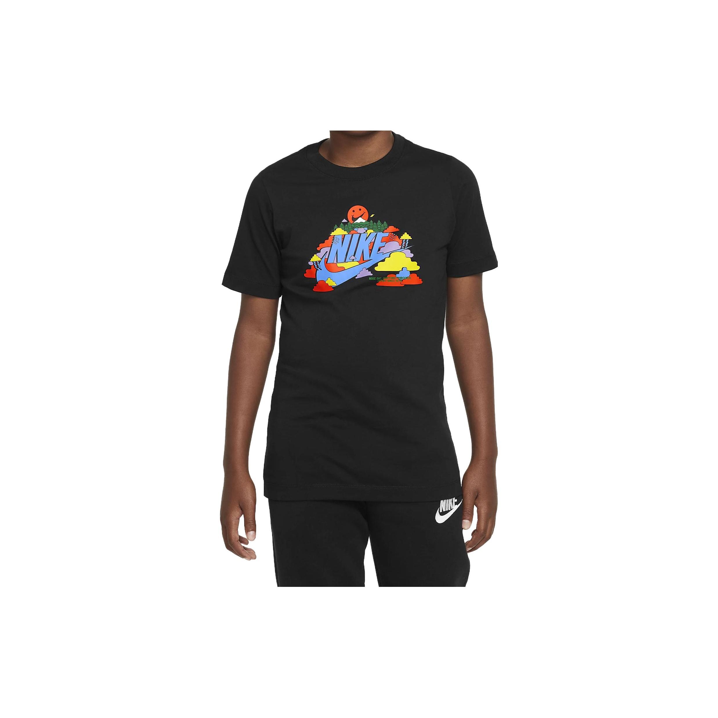 

Nike Logo Print Crew Neck Short Sleeve T-Shirt Kids tops Black DX1148-010 S