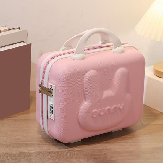 Cosmetic Suitcase Cute Bunny Pattern Portable Handle Combination Lock Zipper Large Capacity Travel Toiletry Makeup Code Case Travelling