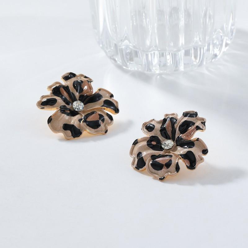 Elegant Floral Leopard Print Acrylic Earrings Women Vintage Style Statement Jewelry