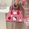 High-value New Fashionable Red Plaid Button Handbag Female Cute Exquisite Cat Crossbody Shoulder Bag